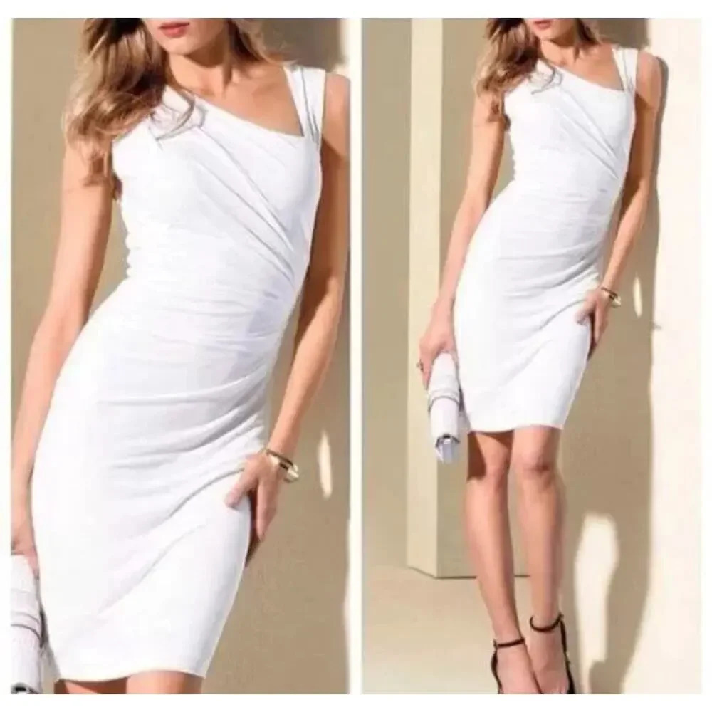 Victoria Secret White Draped Shift Bodycon Formal Business Dress Size Medium